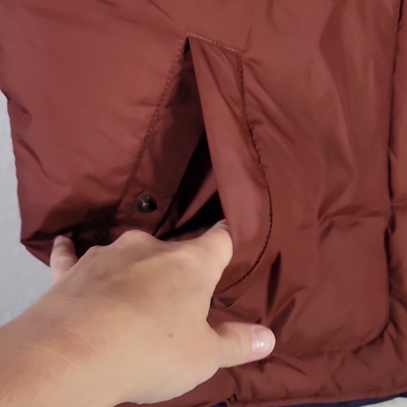 Lands End Men Down Feather Puffer Vest Size L Snap Button Pocket Outdoor Quilted - Picture 4 of 11